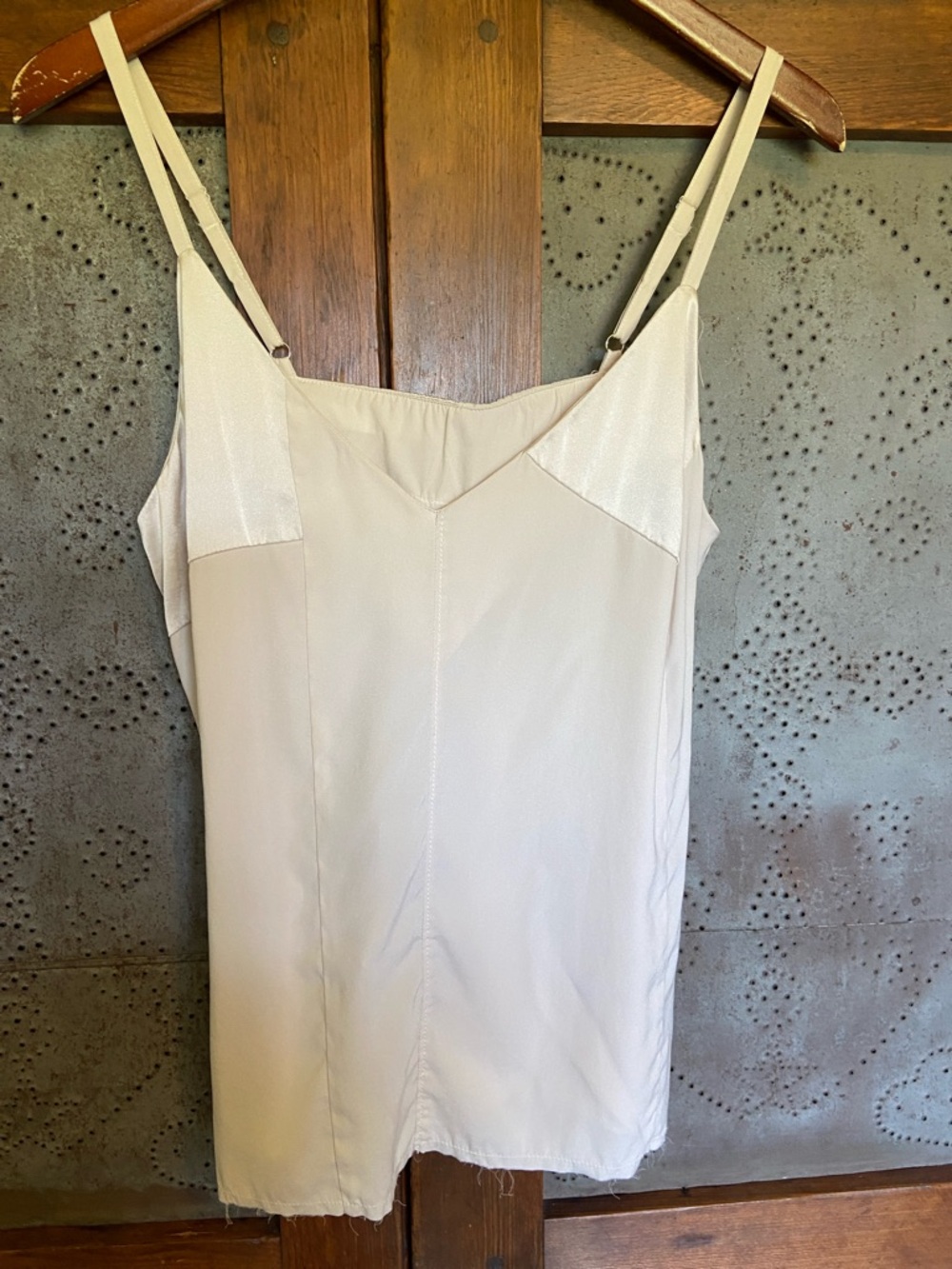 NWT Kristensen Du Nord Silk Raw Hem Chalk Patch Cami Tank Top Blouse
